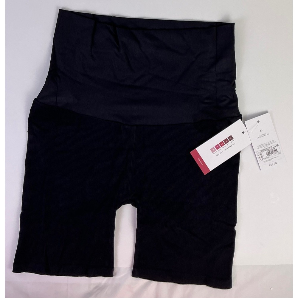 Isabel by Ingrid & Isabel Maternity Ribbed High Waist Bike Shorts Black XL‎ NWT